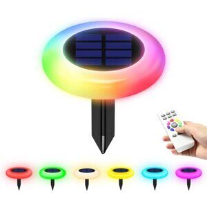 Solar Pathway Lights Outdoor, 6 Pack 9 Color Changing with Remote Control